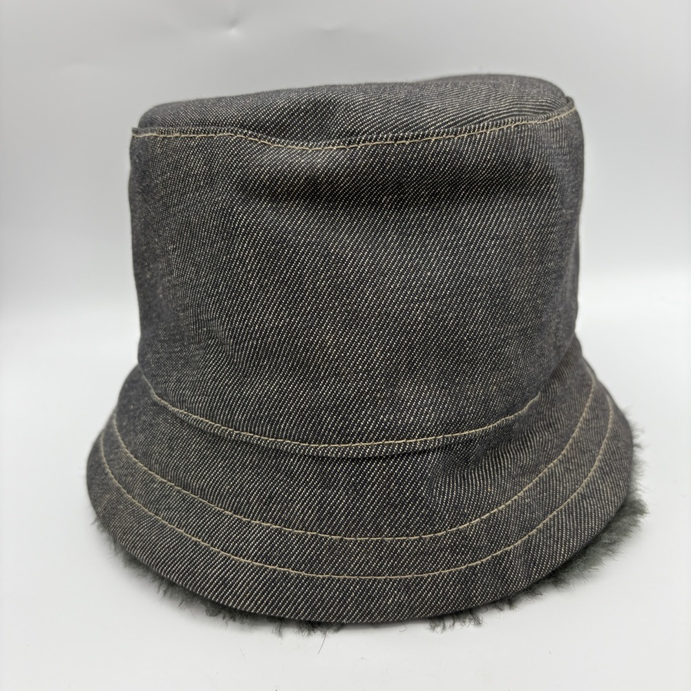 G‑Star RAW “3301” Gray Denim Bucket Hat Faux Fur Lined - Picture 2 of 3
